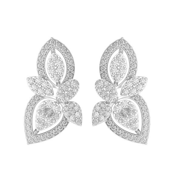 View of the Petals Of Poise Diamond Earrings in close up