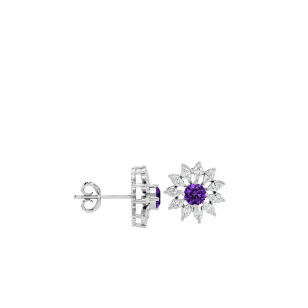 An additional view of the Purple Penelope Diamond Earrings