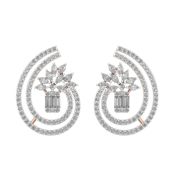 View of the Ravishing Comma Diamond Earrings in close up