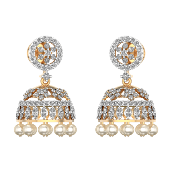 Royal Aura Diamond Jhumka Earrings made from VVS EF diamond quality with 1.47 carat diamonds