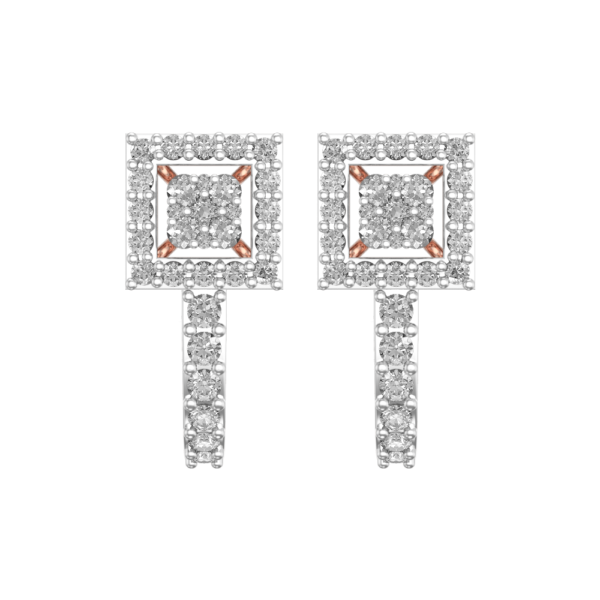 View of the Scintillating Squares Diamond Earrings in close up