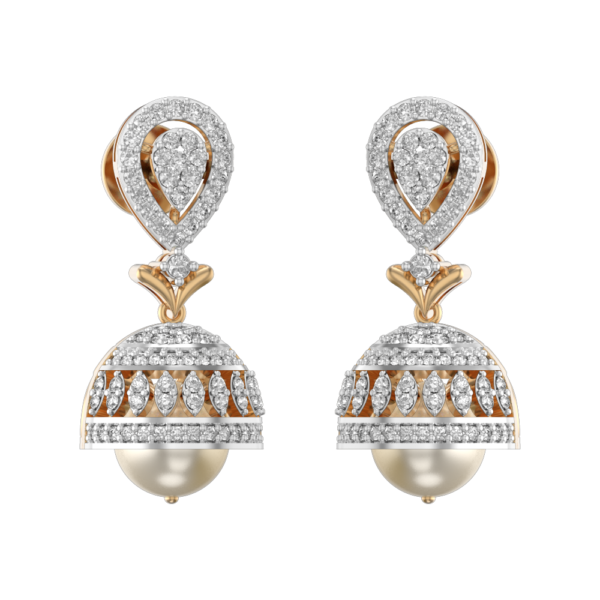 Splendiferous Sparkle Diamond Jhumka Earrings made from VVS EF diamond quality with 1.15 carat diamonds