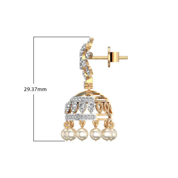 An additional view of the Splendorous Zinnia Diamond Jhumka Earrings