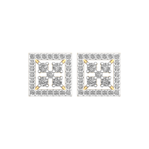 View of the Squared Dreams Diamond Earrings in close up