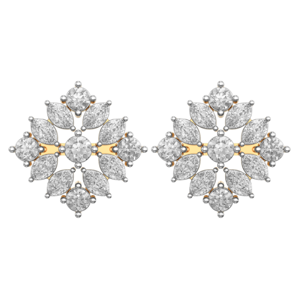 View of the Sudoku Square Diamond Earrings in close up