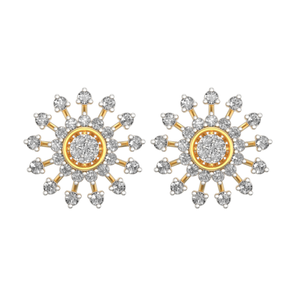 View of the Sunrise Glow Diamond Earrings in close up