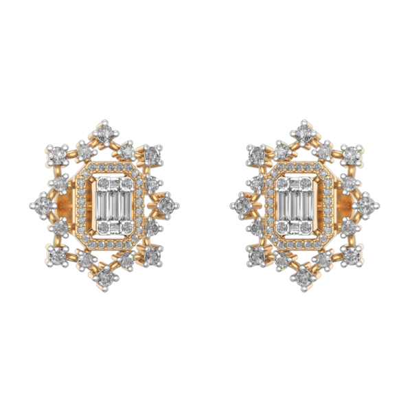 Traditional Daily Dazzle Studs In Yellow Gold For Women made from VVS EF diamond quality with 1.18 carat diamonds