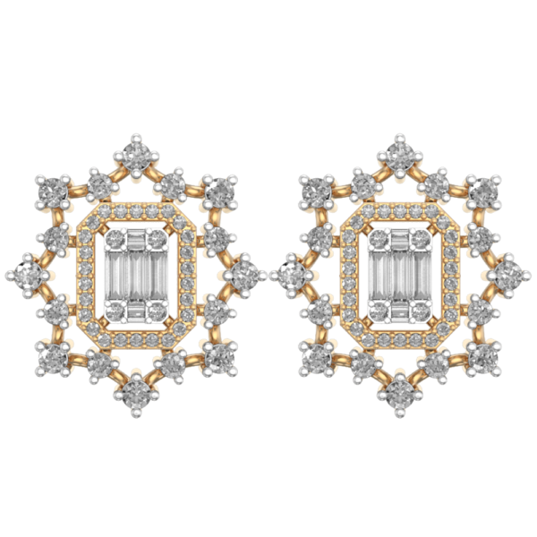 View of the Traditional Daily Dazzle Studs In Yellow Gold For Women in close up