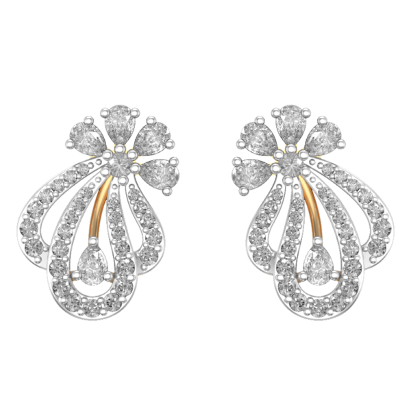 View of the Wavy Wonder Diamond Earrings in close up