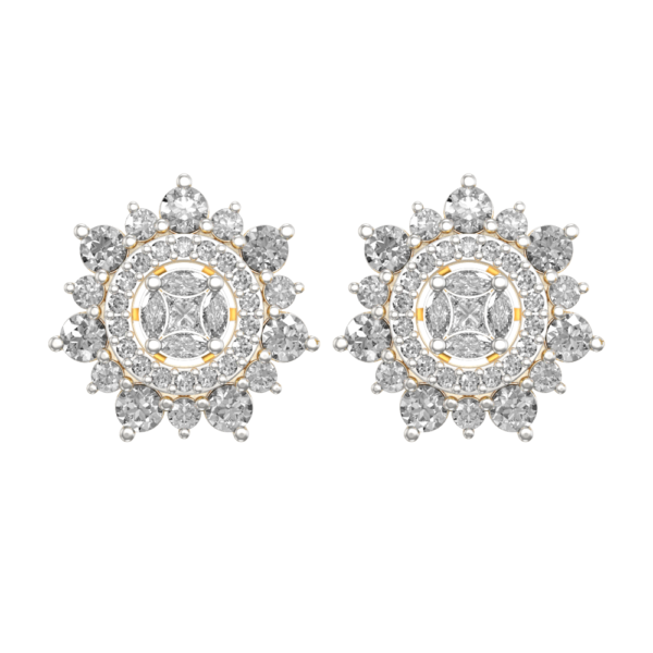 View of the Winsome Whorl Diamond Earrings in close up