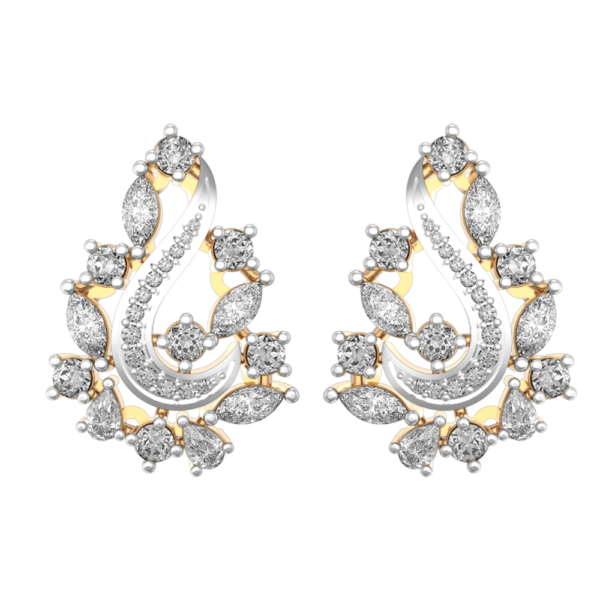 View of the Winsome Whorls Diamond Earrings in close up