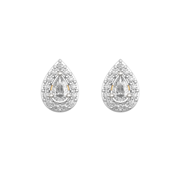 View of the 0.15 ct Pear Solitaire Diamond Earrings in close up
