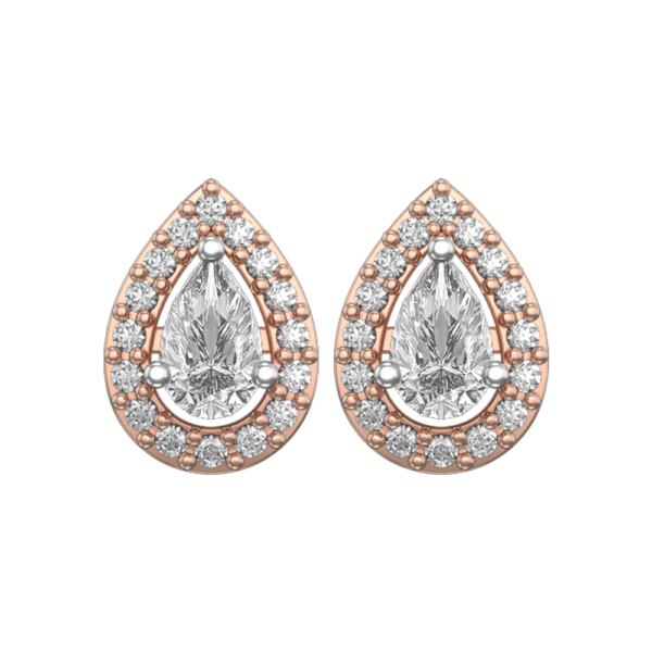 View of the 0.15 ct Pear Solitaire Diamond Earrings in close up