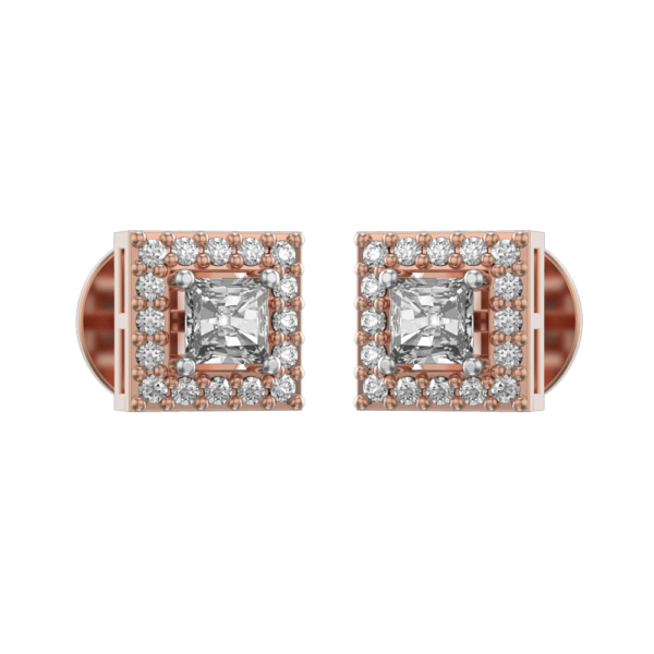 0.15 ct Square Solitaire Diamond Earrings made from VVS EF diamond quality with 0.48 carat diamonds