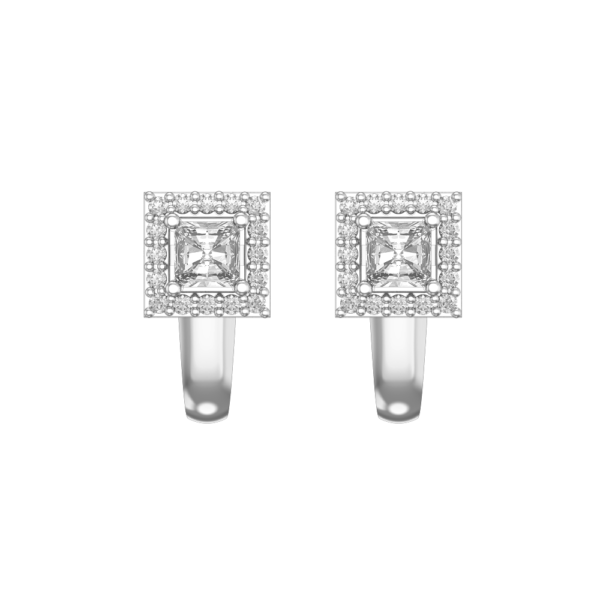View of the 0.25 ct Alabaster Quadrates Solitaire Diamond Earrings in close up