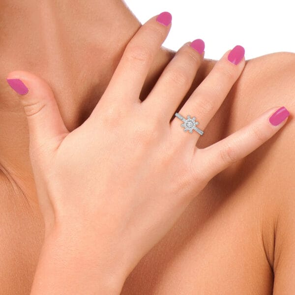 Human wearing the 0.25 ct Glowing Gardenia Solitaire Diamond Engagement Ring