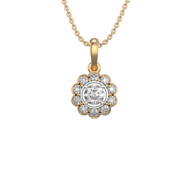 View of the 0.30 ct Floral Fortune Solitaire Diamond Pendant in close up