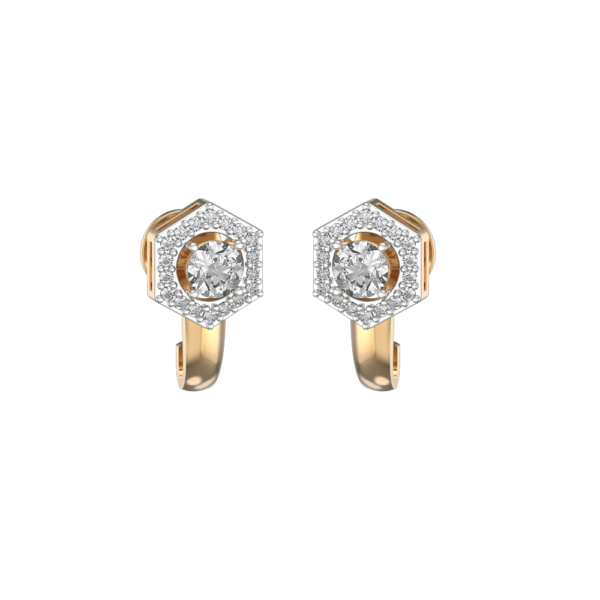 0.30 ct Haloed Hexagon Solitaire Diamond Earrings made from VVS EF diamond quality with 0.816 carat diamonds