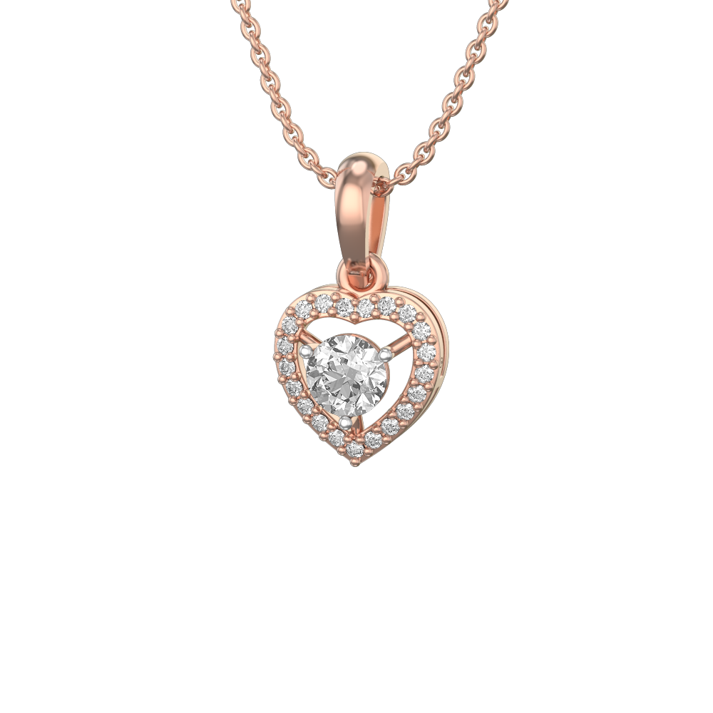 0.30 ct Heart Solitaire Diamond Pendant made from VVS EF diamond quality with 0.43 carat diamonds