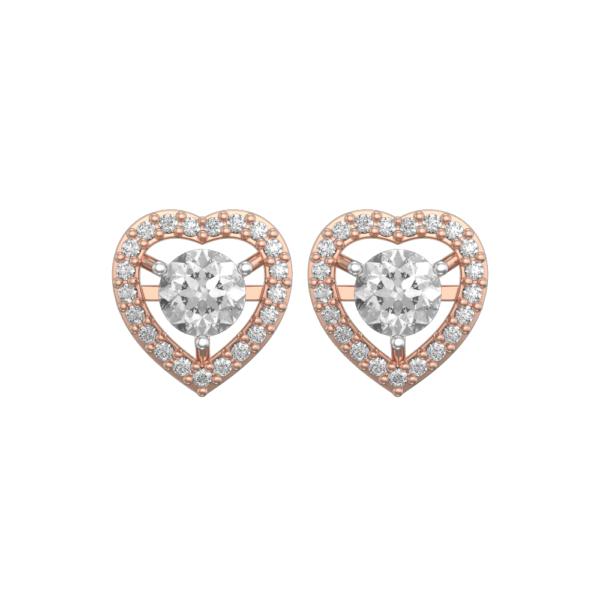 View of the 0.30 ct Hearts Solitaire Diamond Earrings in close up