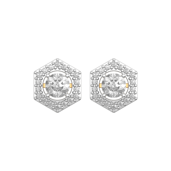 View of the 0.30 ct Hexad Solitaire Diamond Earrings in close up