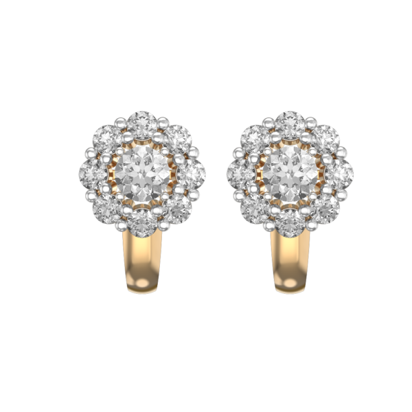 View of the 0.30 ct Opulent Corsage Solitaire Diamond Earrings in close up