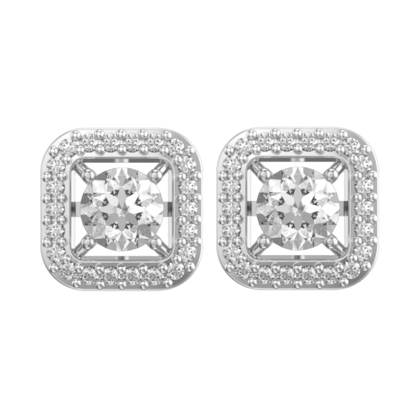 View of the 0.30 ct Quadralite Solitaire Diamond Earrings in close up