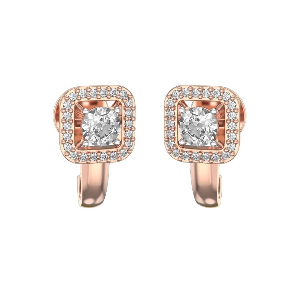 0.30 ct Winsome Squares Solitaire Diamond Earrings made from VVS EF diamond quality with 0.82 carat diamonds
