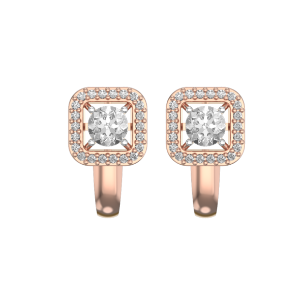 View of the 0.30 ct Winsome Squares Solitaire Diamond Earrings in close up