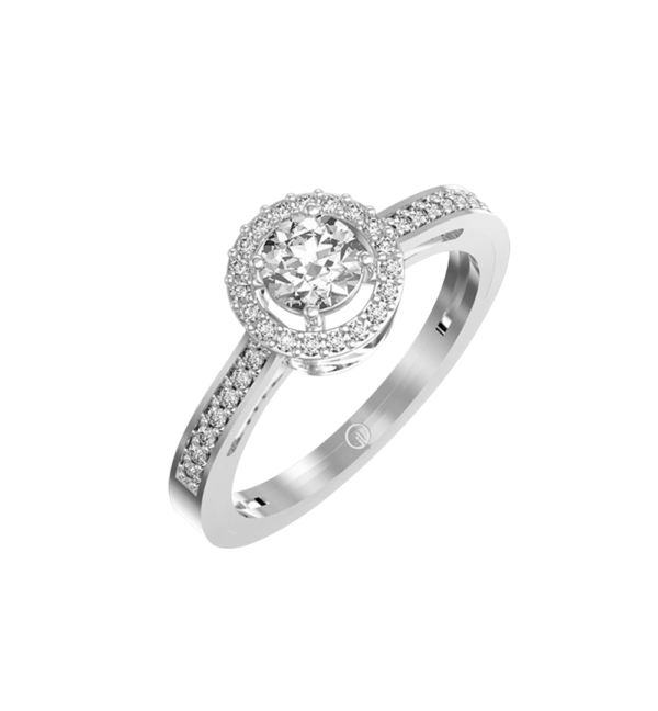 0.40 Ct Aureole Aura Solitaire Diamond Engagement Ring made from VVS EF diamond quality with 0.6 carat diamonds