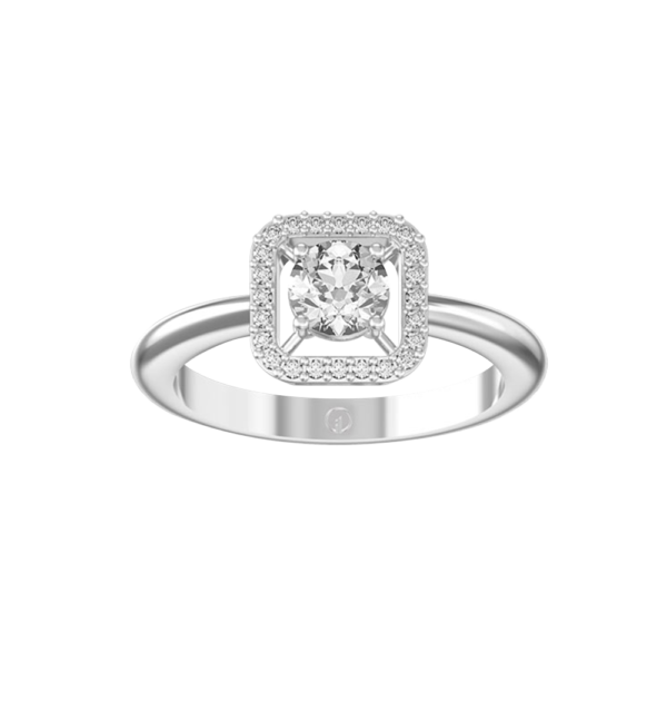 View of the 0.40 Ct Quadratical Aureole Solitaire Diamond Engagement Ring in close up
