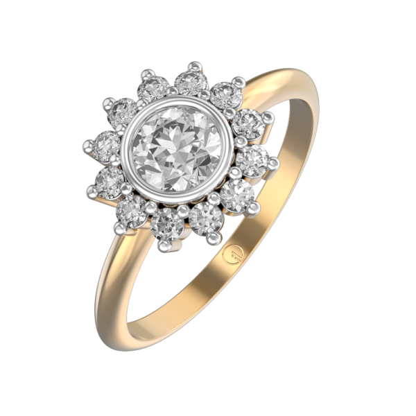0.40 ct Sunflower Solitaire Diamond Engagement Ring made from VVS EF diamond quality with 0.67 carat diamonds