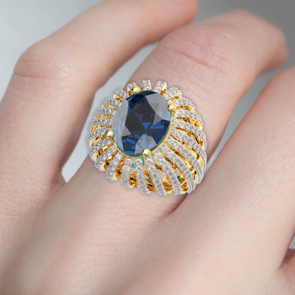 Human wearing the Azure Radiance Diamond Ring