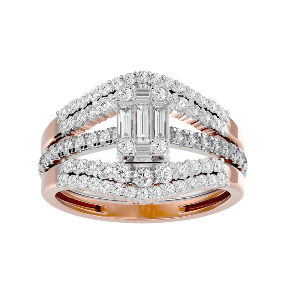 View of the Blazing Bright Solitaire Illusion Diamond Ring in close up