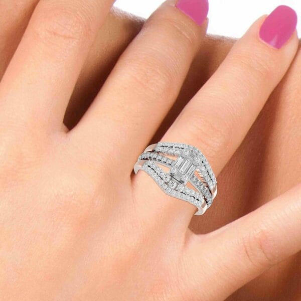 Human wearing the Blazing Bright Solitaire Illusion Diamond Ring