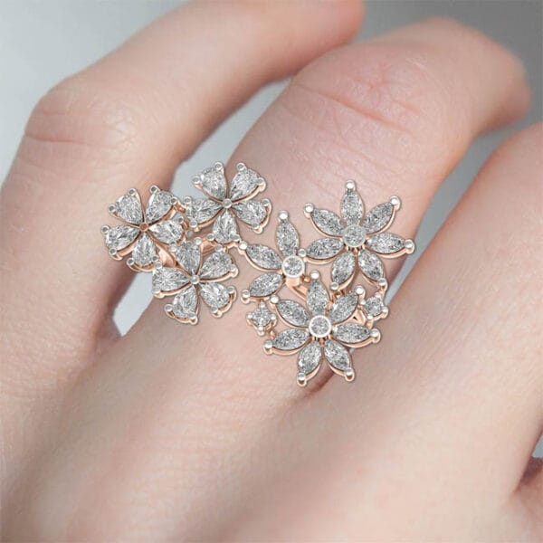 Human wearing the Blossoming Flowerets Diamond Ring