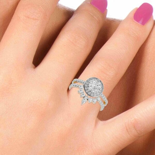 Human wearing the Bountiful Beauty Solitaire Illusion Diamond Ring