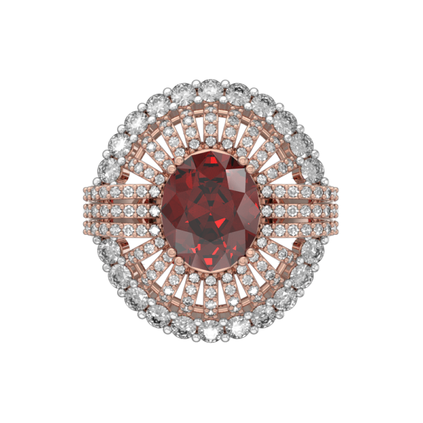 View of the Celestial Claret Diamond Ring in close up