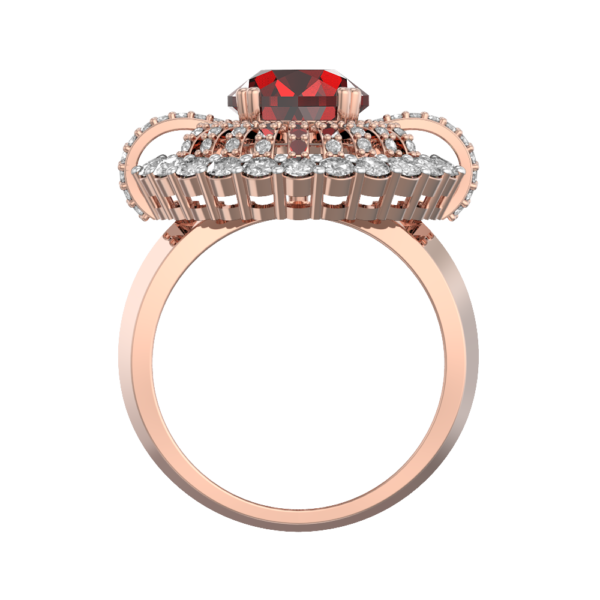 An additional view of the Celestial Claret Diamond Ring