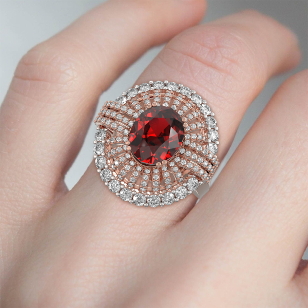 Human wearing the Celestial Claret Diamond Ring