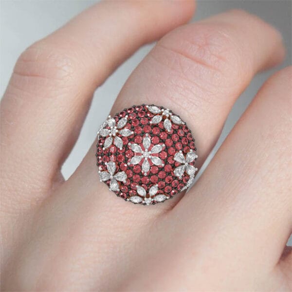 Human wearing the Cherry Blooms Diamond Ring