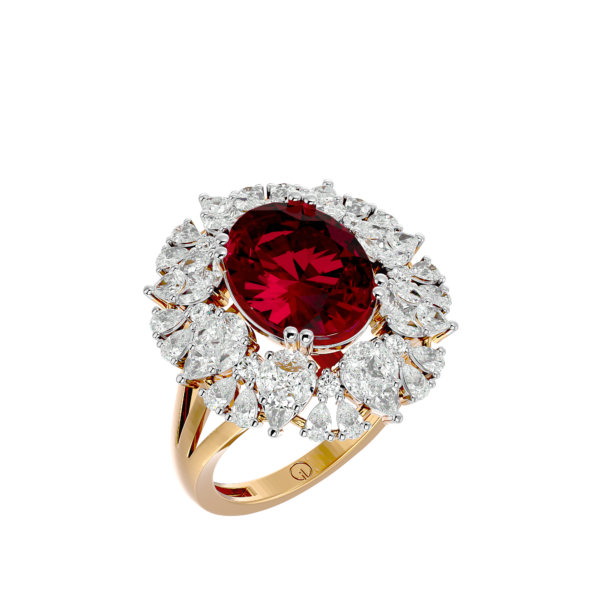 Cherry Red Coruscations Diamond Ring made from VVS EF diamond quality with 2.28 carat diamonds