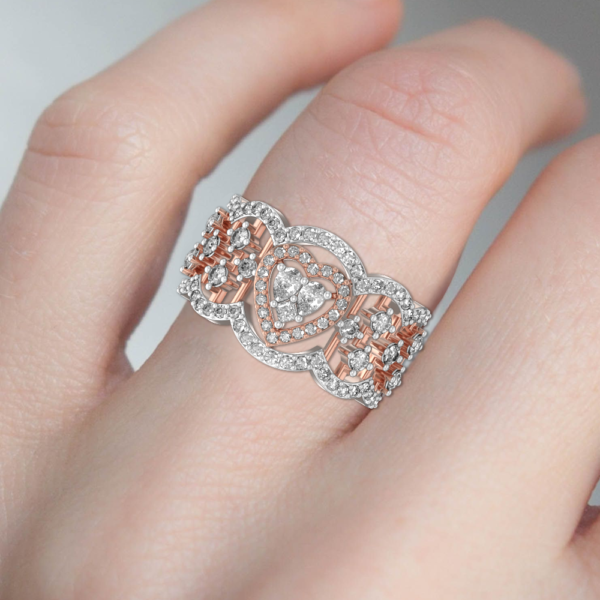 Human wearing the Embosomed Love Diamond Ring