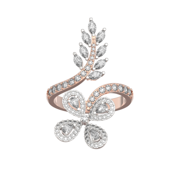 View of the Ferns and Petals Diamond Ring in close up
