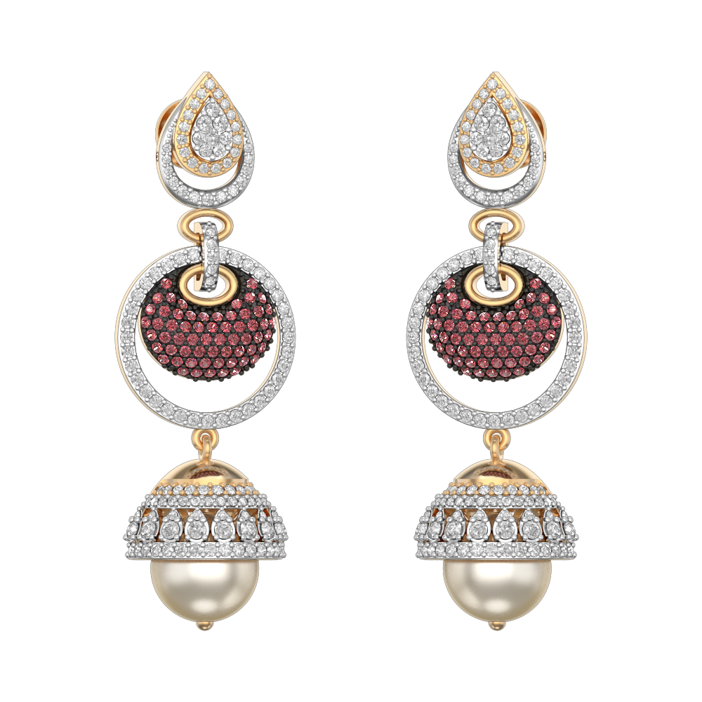 Festive Spectacle Jhumka Diamond Earrings made from VVS EF diamond quality with 2.19 carat diamonds