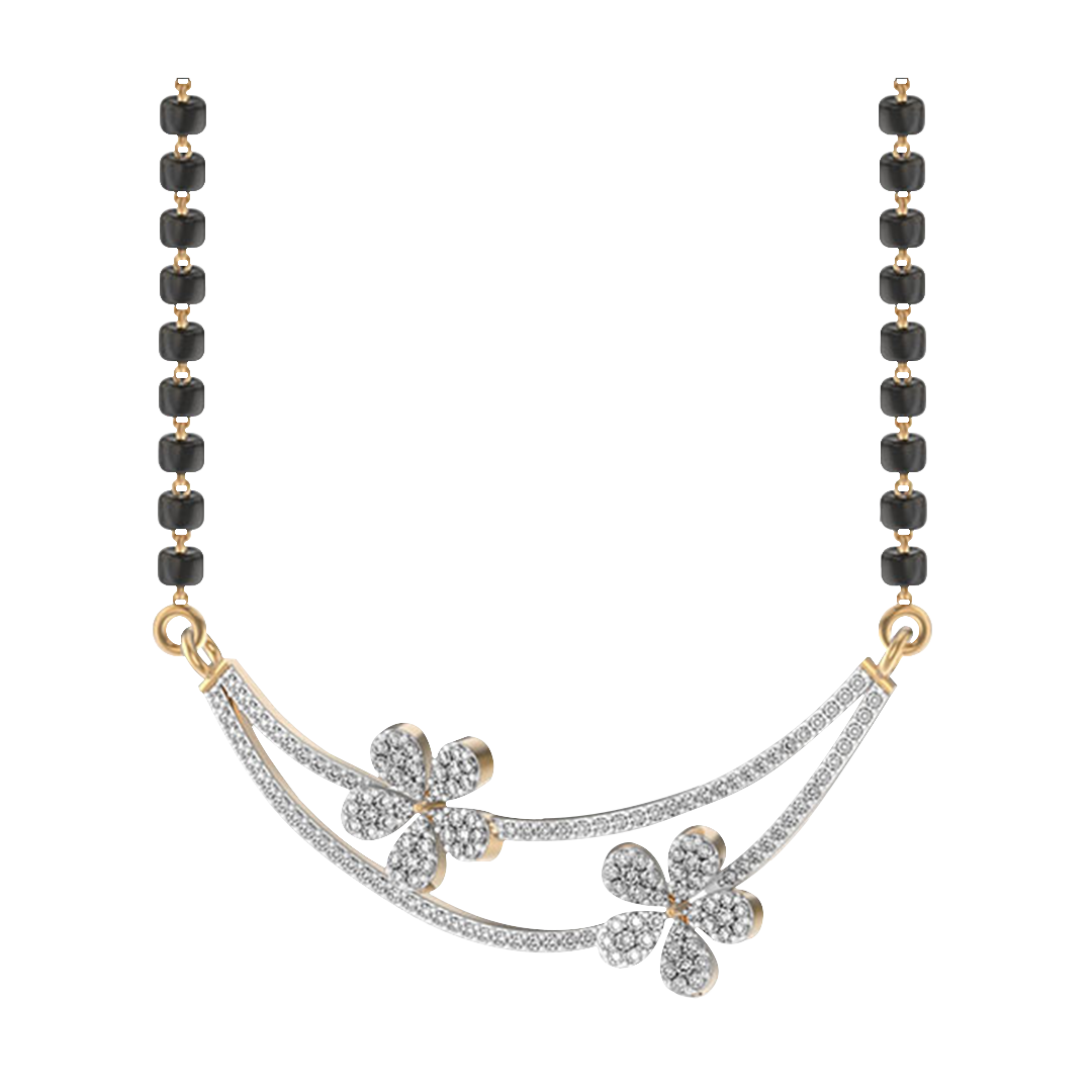 Fetching Florals Diamond Mangalsutra made from VVS EF diamond quality with 0.96 carat diamonds