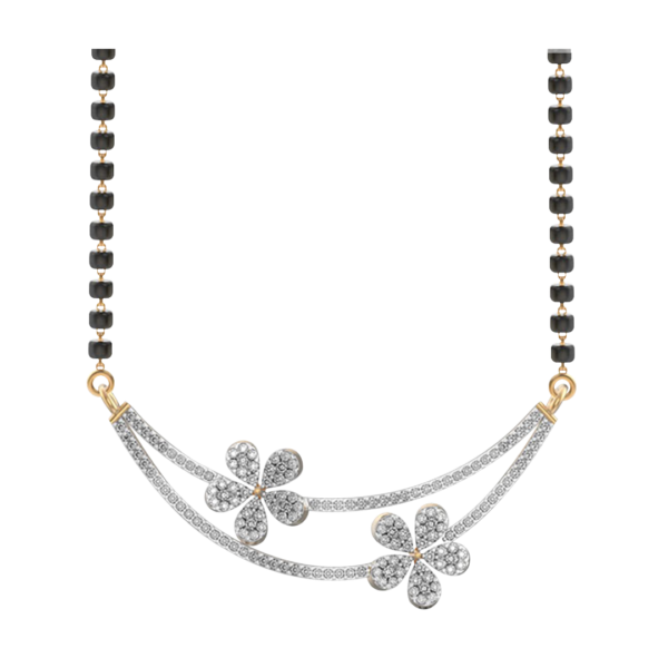View of the Fetching Florals Diamond Mangalsutra in close up