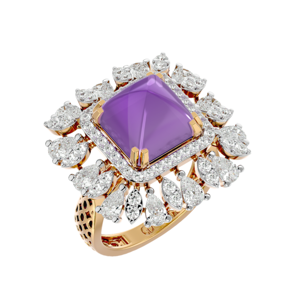 Glorious Amethyst Diamond Ring made from VVS EF diamond quality with 1.68 carat diamonds