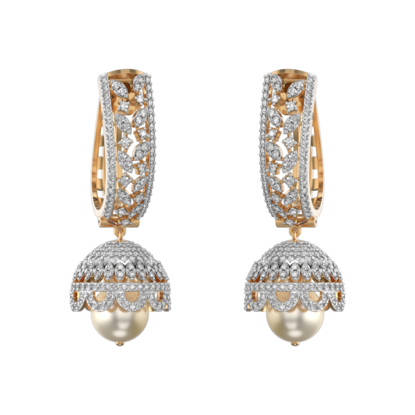 Glorious Enchantments Jhumka Diamond Earrings made from VVS EF diamond quality with 3.51 carat diamonds