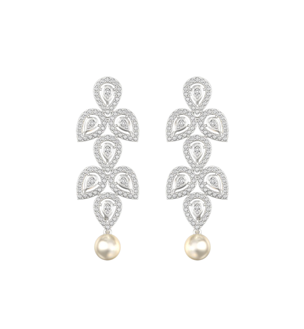 View of the Joyous Luster Diamond Earrings in close up